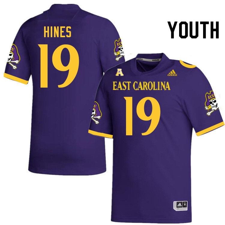 Youth #19 DeMarius Hines ECU Pirates College Football Jerseys Stitched-Purple